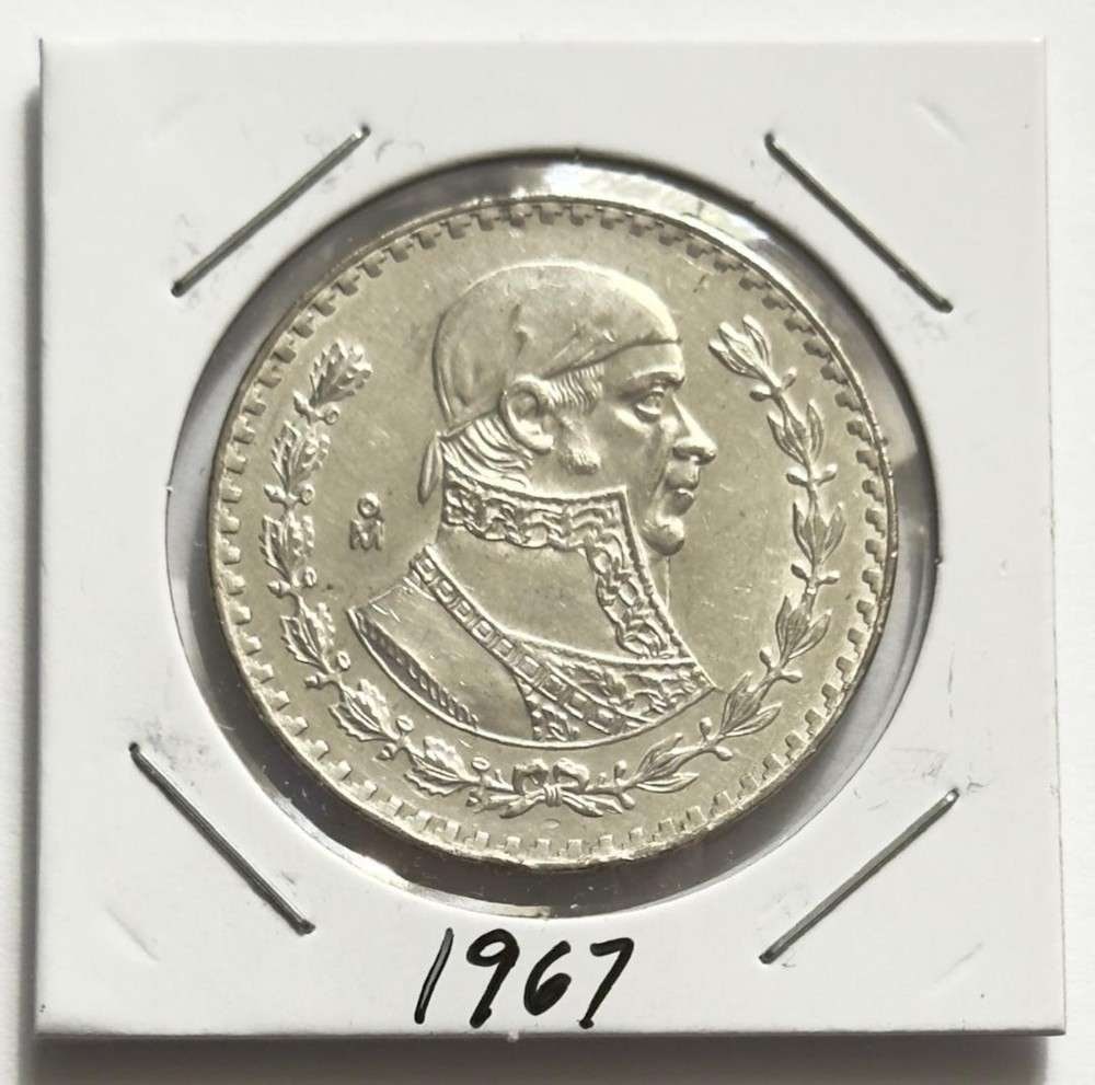 1967 Mexico 1 Peso BU .0514 ozt ASW .100 Silver: Winner shall receive the exact coin shown here. (SJ/B)