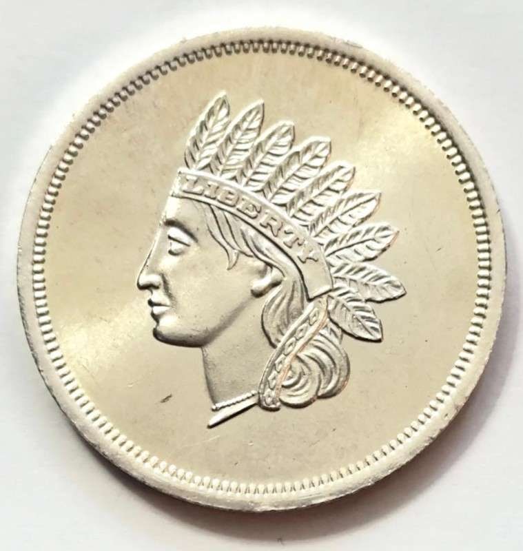 Indian Head Design 1 ozt .999 Silver: Winner shall receive the exact round shown here. (SJ/FT)