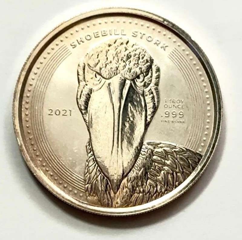 Toned 2021 Republic of Congo Shoebill Stork 1000 Francs 1 ozt .999 Silver: Winner shall receive the exact coin shown here. (SJ/FT)