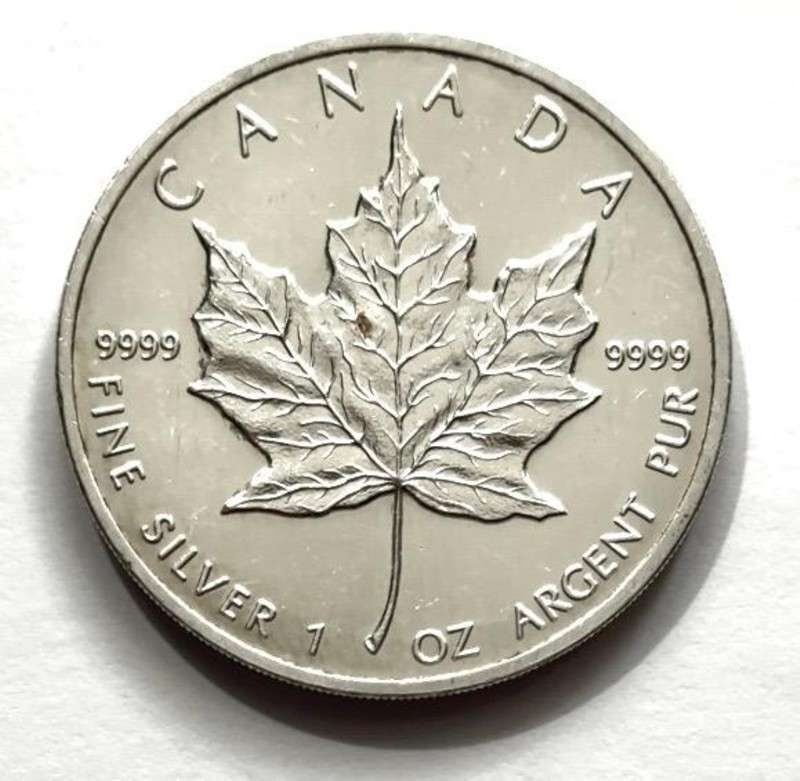 1989 Canada $5 Maple Leaf 1 ozt .9999 Silver (1 of 2)