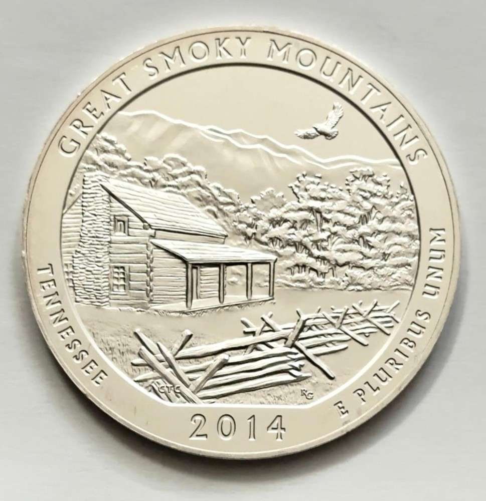 2014 Great Smoky Mountains National Park ATB 5 ozt .999 Silver (1 of 4)