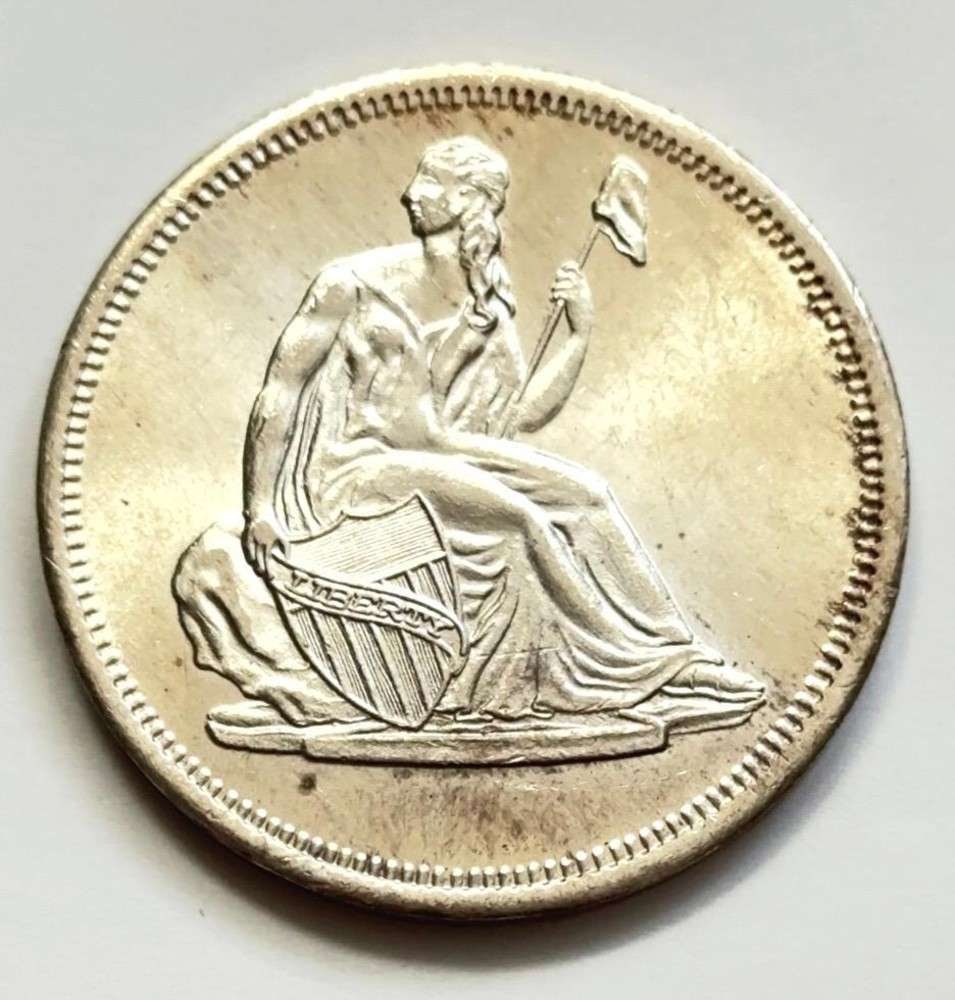 Seated Liberty Design 1 ozt .999 Silver: Winner shall receive the exact round shown here. (SJ/FT)