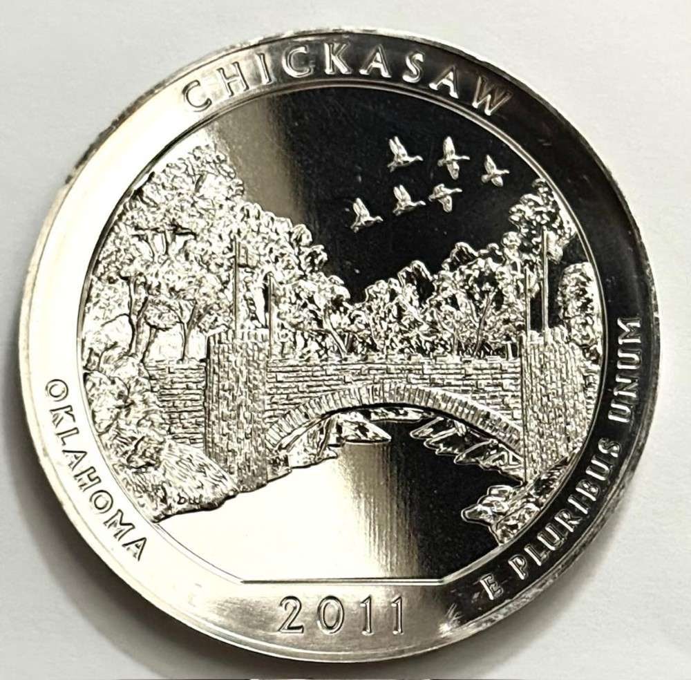 2011 Oklahoma Chickasaw National Park ATB Proof 5 ozt .999 Silver (1 of 4)