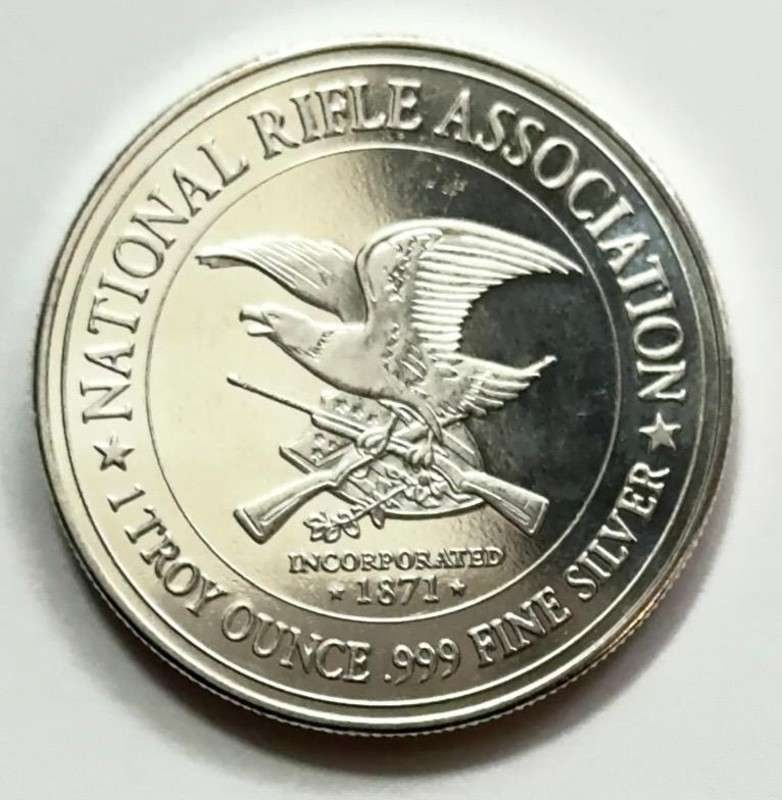 NRA National Rifle Association (1871) Right Bear Arms 1 ozt .999 Silver: Winner shall receive the exact round shown here. (SJ/FT)