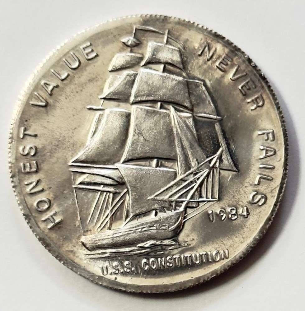 1984 U.S.S. Constitution "Honest Value Never Fails" 1 ozt .999 Silver (1 of 2)
