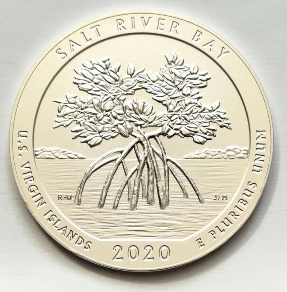 2020 U.S. Virgin Islands Salt River Bay National Park ATB 5 ozt .999 Silver: Winner shall receive the exact 5 oz round shown here. (SJ/ETR)