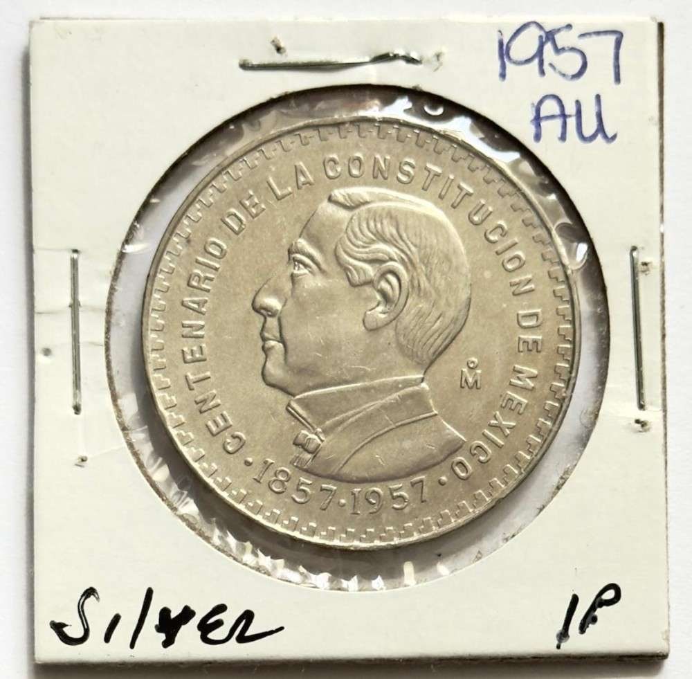 1857-1957 Mexico Constitution 1 Peso BU .0514 ozt ASW .100 Silver: Winner shall receive the exact coin shown here. (SJ/B)