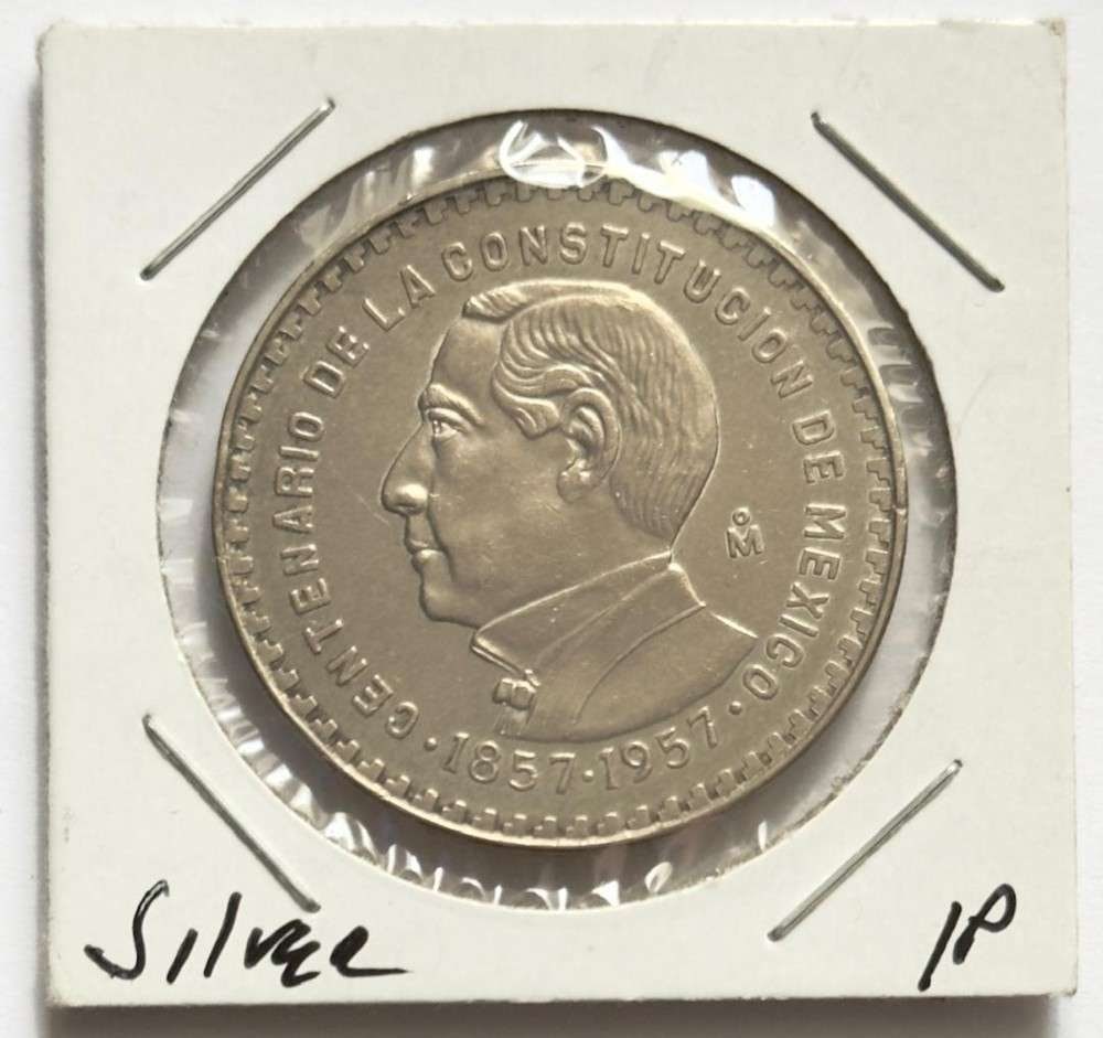 1857-1957 Mexico Constitution 1 Peso BU .0514 ozt ASW .100 Silver (1 of 2)