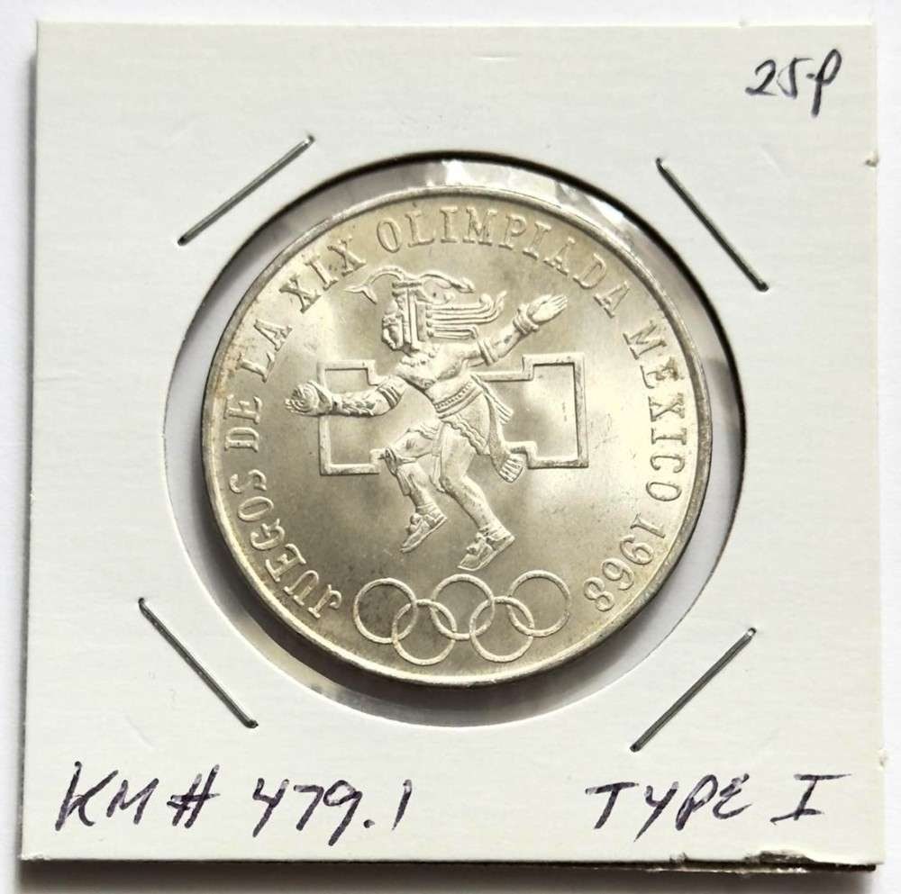 1968 Mexico Olympics 25 Pesos BU .5209 ozt ASW .720 Silver (1 of 2)