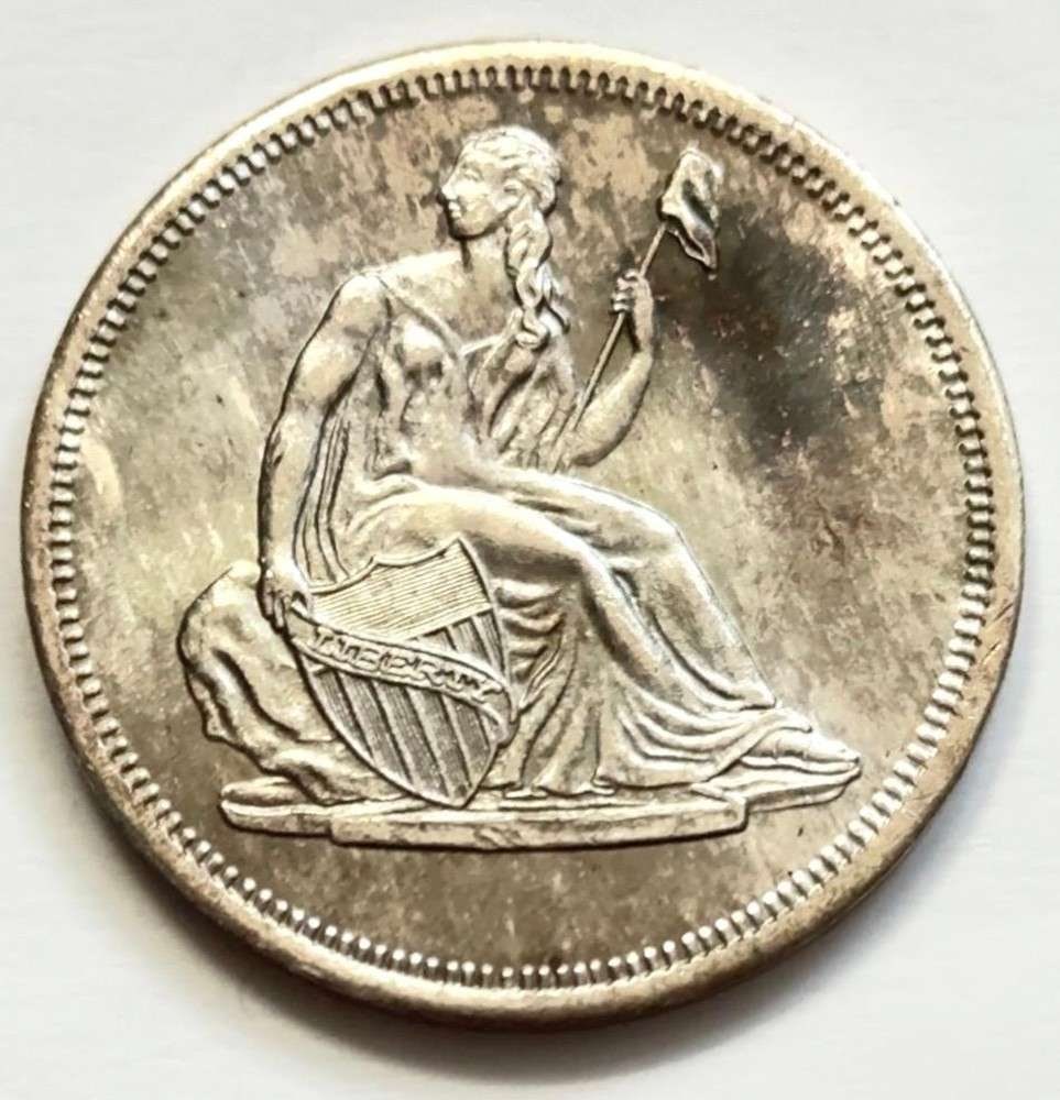 Toned Seated Liberty Design 1 ozt .999 Silver (1 of 2)
