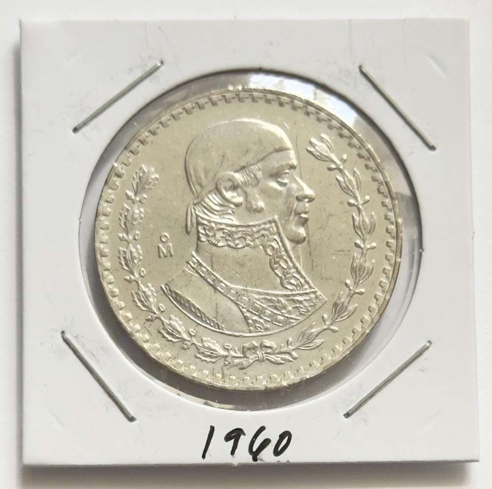 1960 Mexico 1 Peso BU .0514 ozt ASW .100 Silver: Winner shall receive the exact coin shown here. (SJ/B)