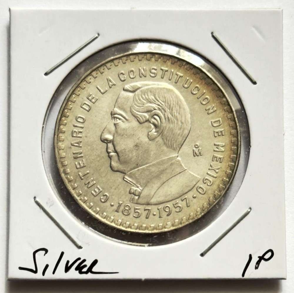 1857-1957 Mexico Constitution 1 Peso BU .0514 ozt ASW .100 Silver (1 of 2)