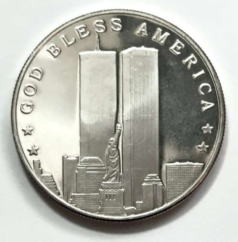 World Trade Center Land of the Free Proof 1 ozt .999 Silver: Winner shall receive the exact round shown here. (SJ/FT)