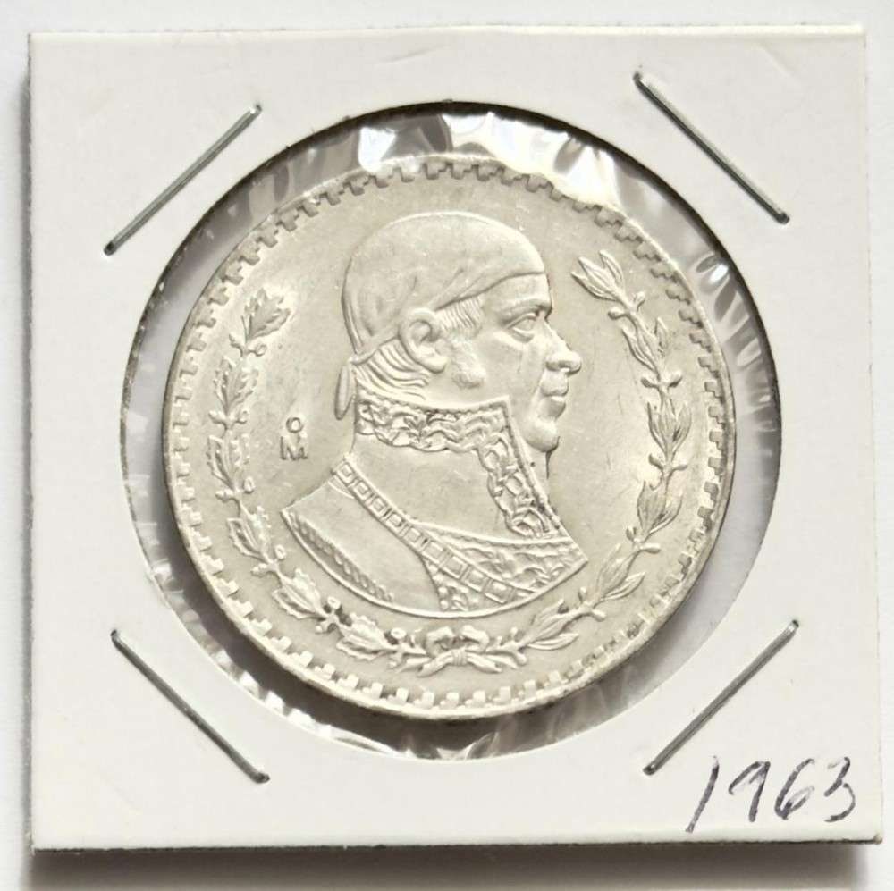 1963 Mexico 1 Peso BU .0514 ozt ASW .100 Silver: Winner shall receive the exact coin shown here. (SJ/B)