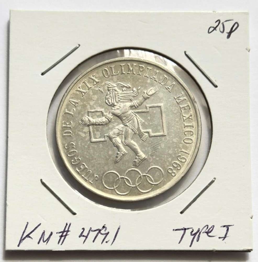 1968 Mexico Olympics 25 Pesos BU .5209 ozt ASW .720 Silver (1 of 2)