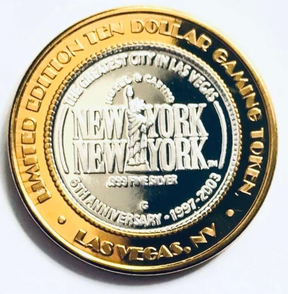 New York New York Casino Limited Edition .6 ozt .999 Silver $10 Gaming Token (1 of 3)