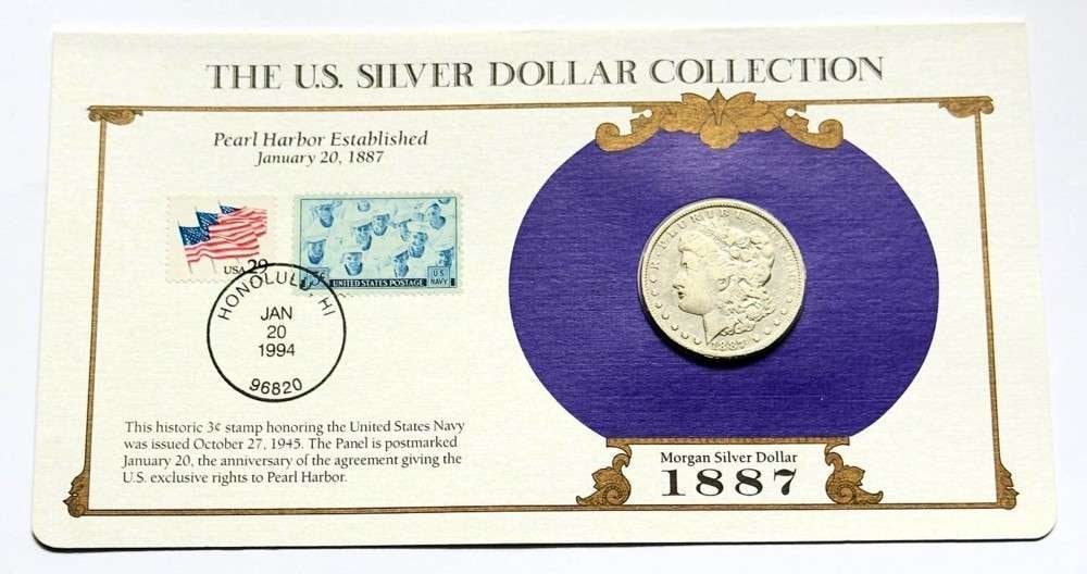 1887-O Morgan Silver Dollar U.S. Postal Commemorative Stamp Set: Winner shall receive the exact coin & stamp set shown here. (SJ/B)