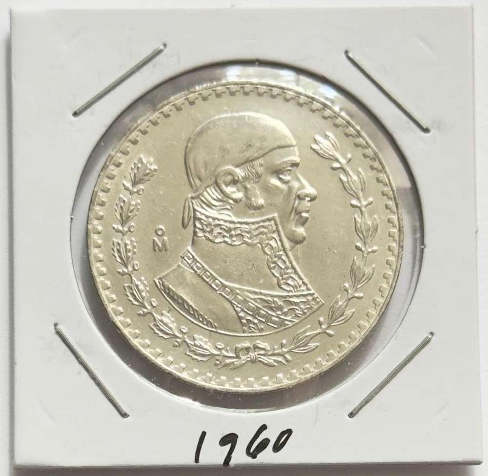 1960 Mexico 1 Peso BU .0514 ozt ASW .100 Silver: Winner shall receive the exact coin shown here. (SJ/B)
