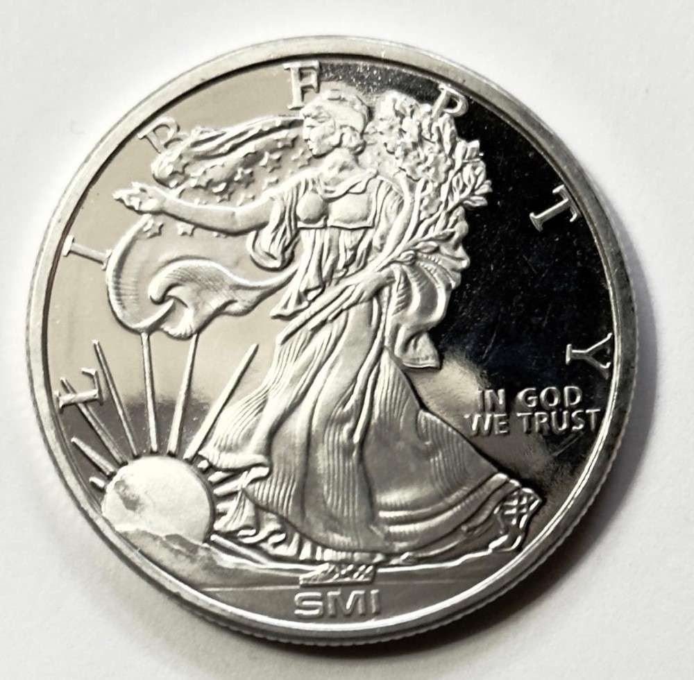 SMI Walking Liberty Design 1 ozt .999 Silver: Winner shall receive the exact round shown here. (SJ/FT)