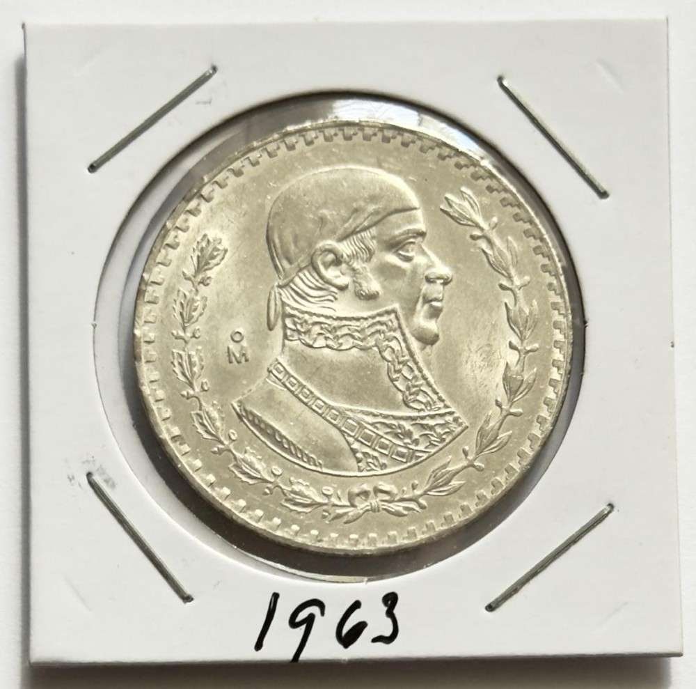 1963 Mexico 1 Peso BU .0514 ozt ASW .100 Silver: Winner shall receive the exact coin shown here. (SJ/B)