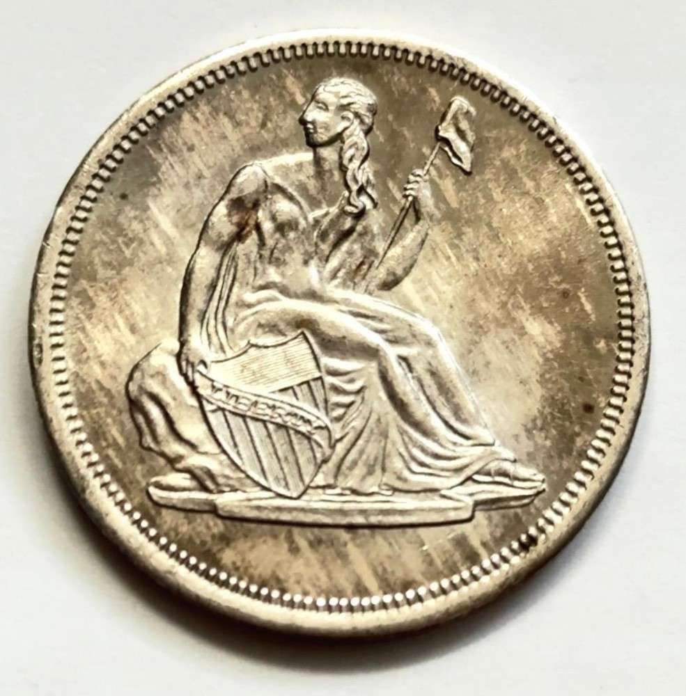 Toned Seated Liberty Design 1 ozt .999 Silver: Winner shall receive the exact round shown here. (SJ/FT)