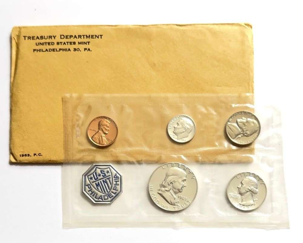 1963 U.S. Mint Silver Proof Set (5-coins): Winner shall receive the exact (5-coin) set shown here. (SJ/B)