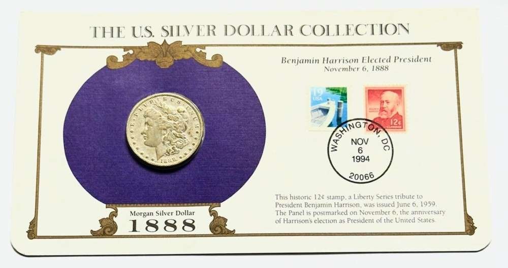 1888 Morgan Silver Dollar U.S. Postal Commemorative Stamp Set (1 of 5)