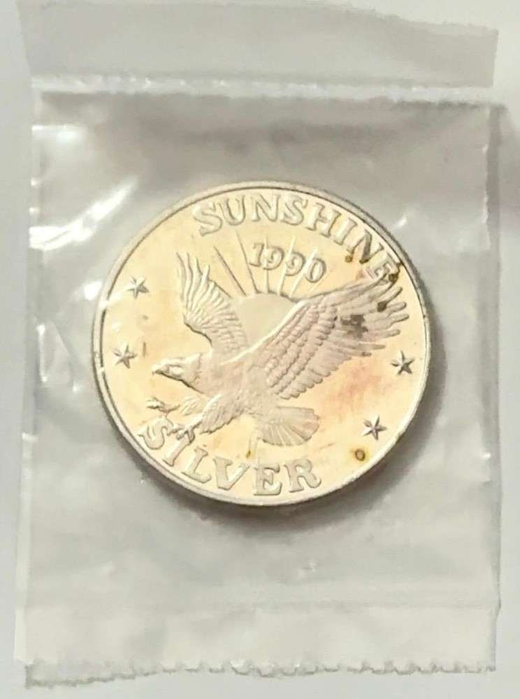 1990 Toned Sunshine Mining 1 ozt .999 Silver (1 of 3)