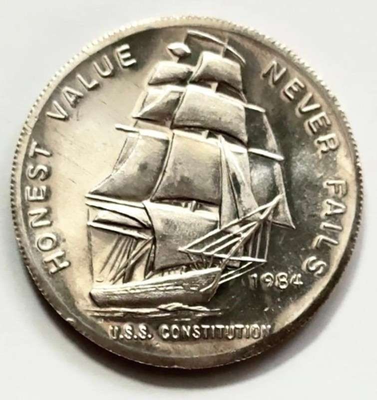 1984 U.S.S. Constitution "Honest Value Never Fails" 1 ozt .999 Silver (1 of 2)