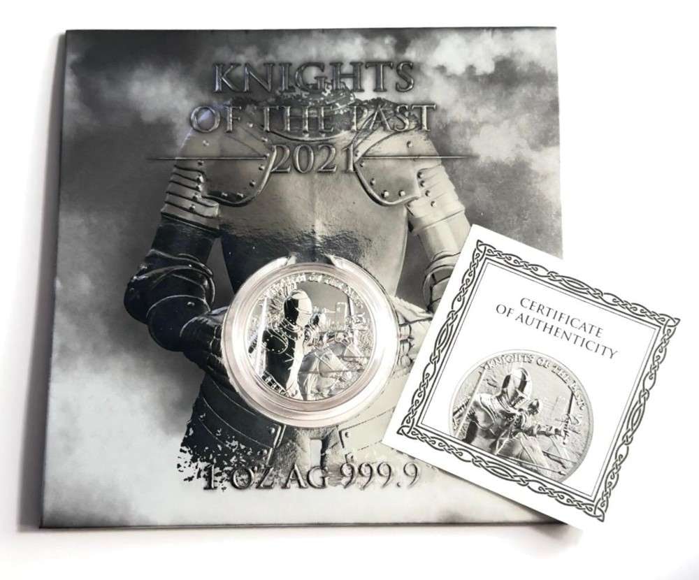 2021 Malta 5 Euro "Knights of the Past" 1 ozt .999 Silver: Winner shall receive the exact coin shown here. (SJ/B)