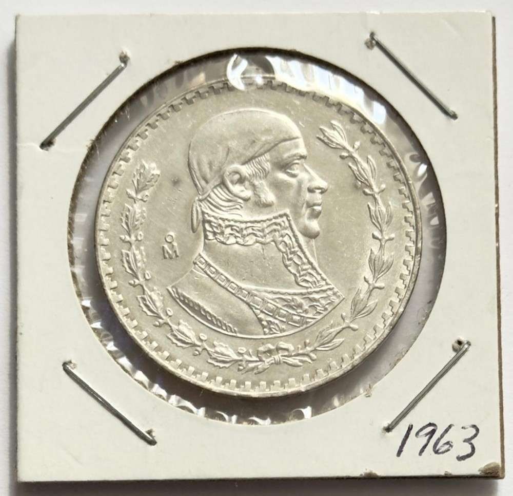 1963 Mexico 1 Peso BU .0514 ozt ASW .100 Silver: Winner shall receive the exact coin shown here. (SJ/B)