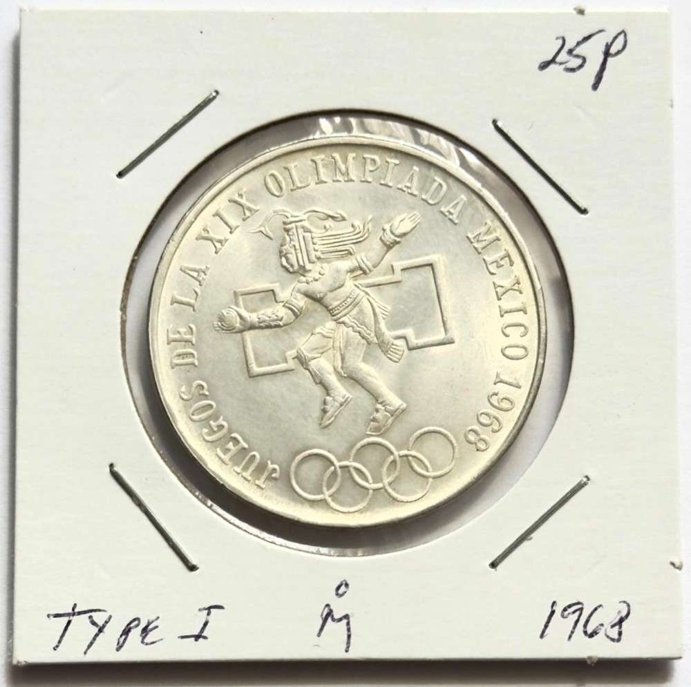 1968 Mexico Olympics 25 Pesos BU .5209 ozt ASW .720 Silver (1 of 2)