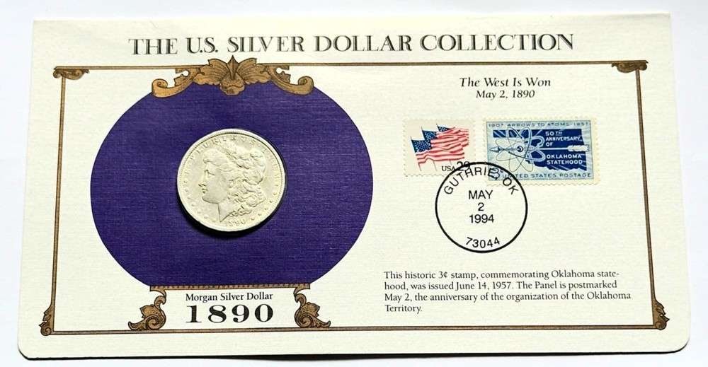 1890 Morgan Silver Dollar U.S. Postal Commemorative Stamp Set: Winner shall receive the exact coin & stamp set shown here. (SJ/B)