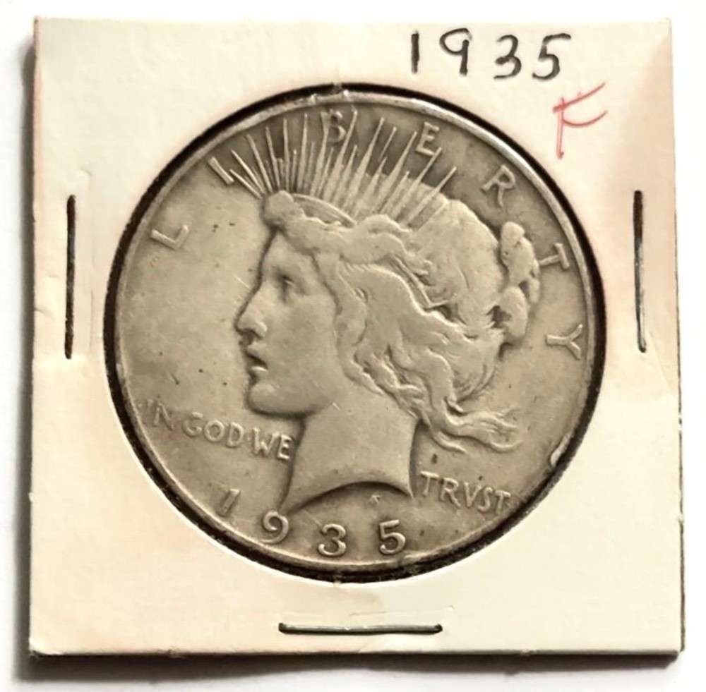 1935 Peace Silver Dollar Fine: Winner shall receive the exact coin shown here (SJ/B)