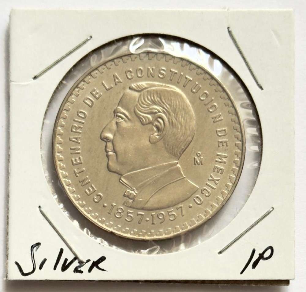 1857-1957 Mexico Constitution 1 Peso BU .0514 ozt ASW .100 Silver (1 of 2)