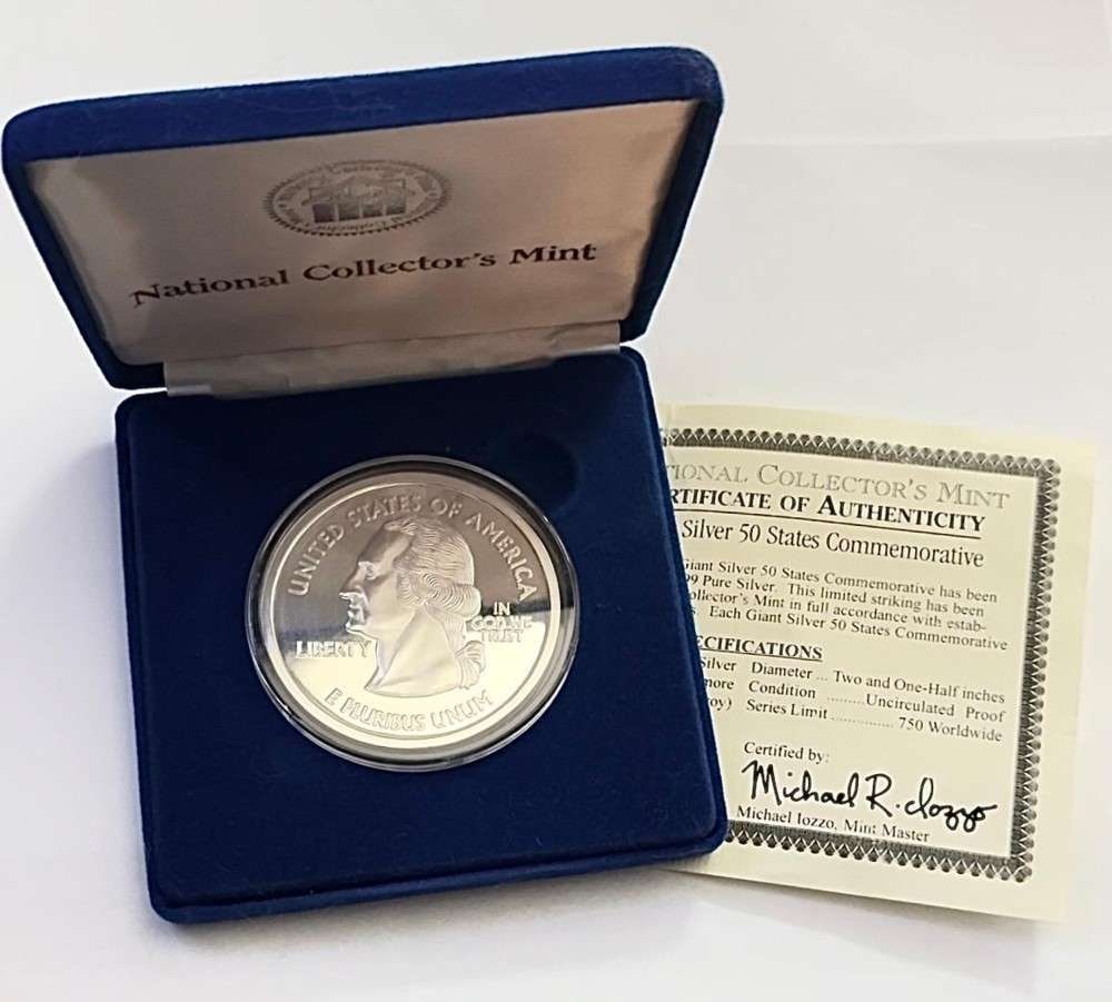 National Collector's Mint Giant 50 States Proof Commemorative 4 ozt .999 Silver (1 of 5)