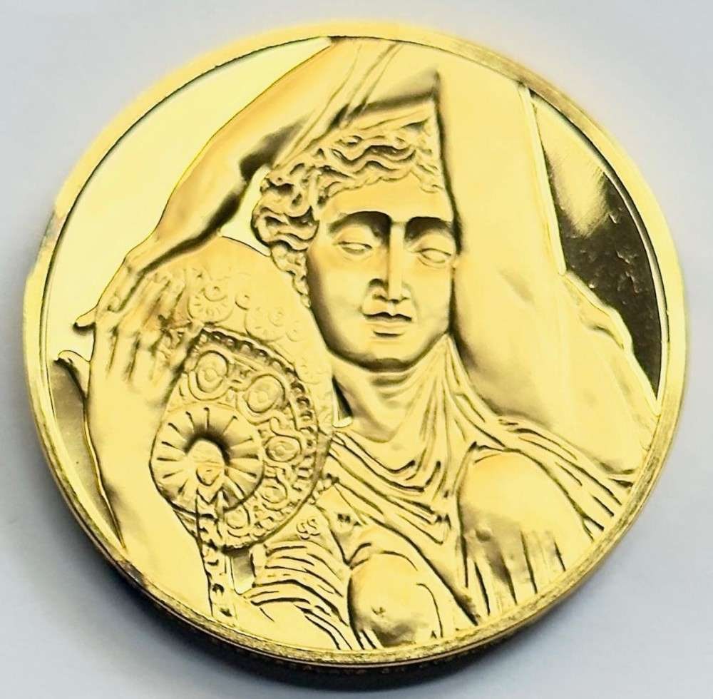 Franklin Mint "Water Nymph" 24Kt Gold Plated 2.36 ozt .925 Silver: Winner shall receive the exact medal shown here. This medal is from the Franklin Mint's 100 Greatest Masterpieces set. (SJ/B)