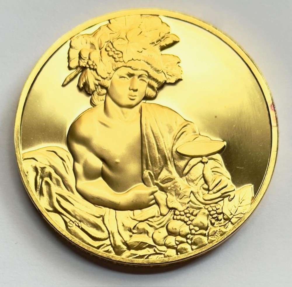 Franklin Mint "Bacchus" 24Kt Gold Plated 2.4 ozt .925 Silver (1 of 5)