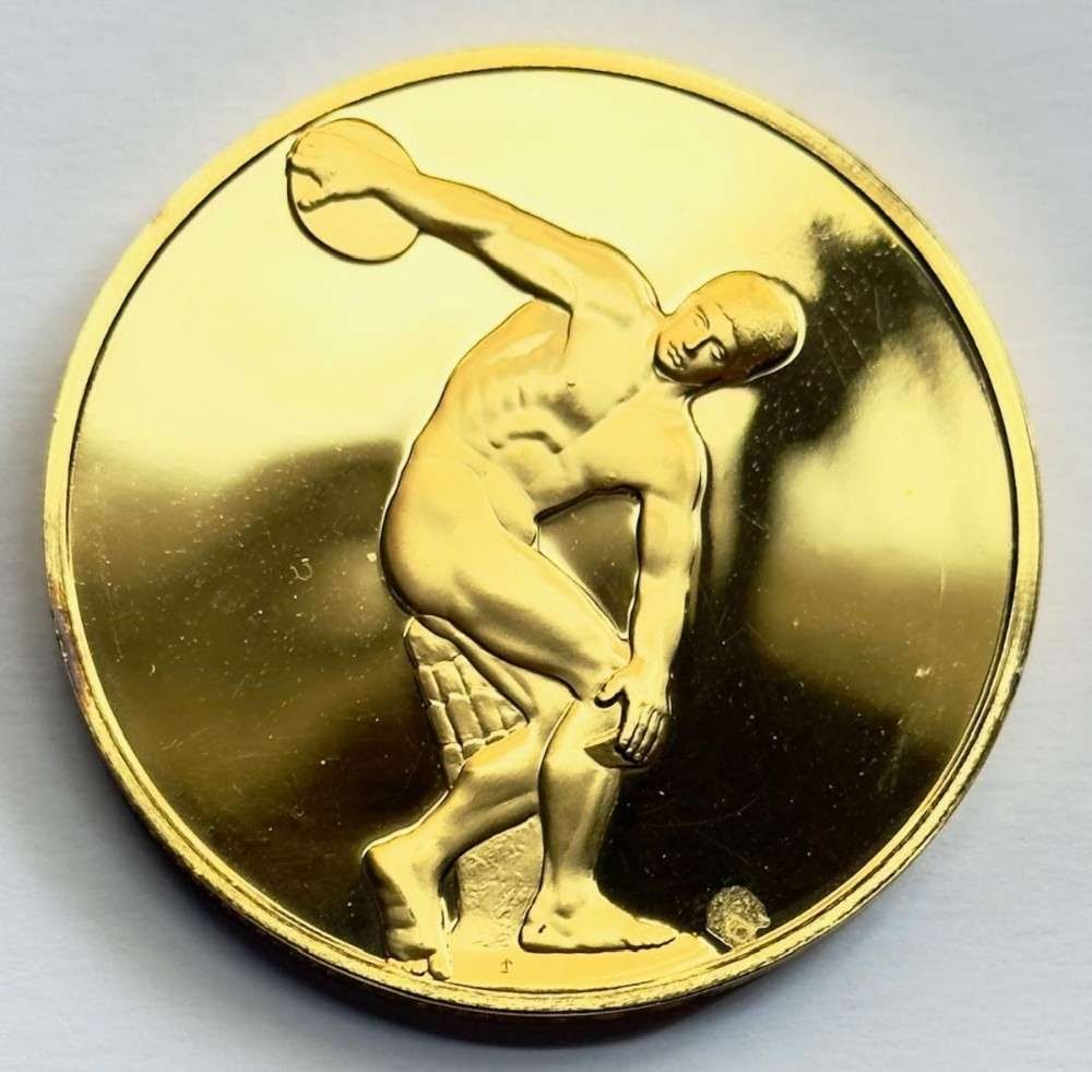 Franklin Mint "The Disc Thrower" 24Kt Gold Plated 2.34 ozt .925 Silver (1 of 5)