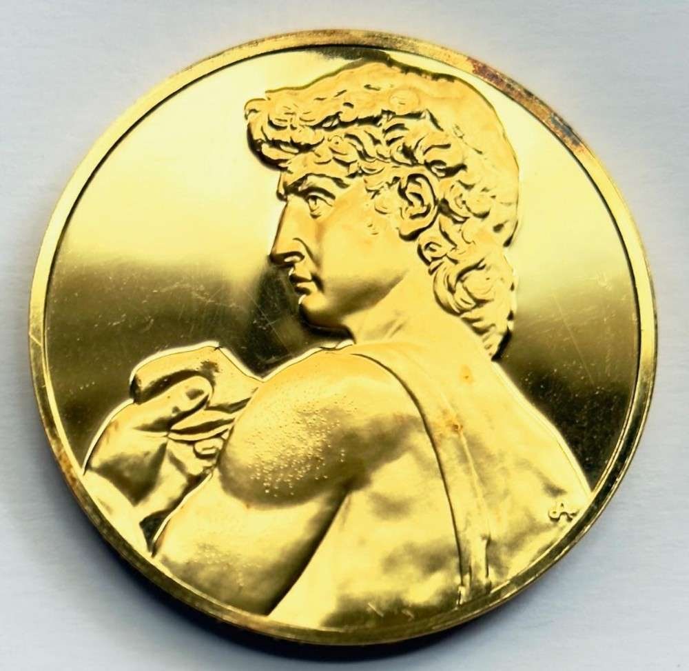 Franklin Mint "David" 24Kt Gold Plated 2.33 ozt .925 Silver (1 of 5)