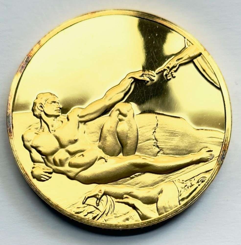 Franklin Mint "The Creation of Adam" 24Kt Gold Plated 2.31 ozt .925 Silver (1 of 5)
