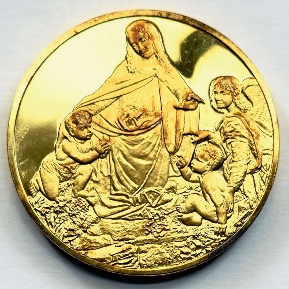 Franklin Mint "The Virgin of the Rocks" 24Kt Gold Plated 2.33 ozt .925 Silver (1 of 5)