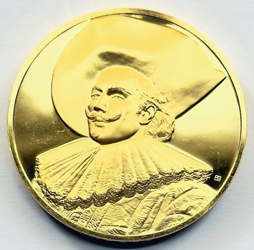 Franklin Mint "Laughing Cavalier" 24Kt Gold Plated 2.35 ozt .925 Silver (1 of 5)