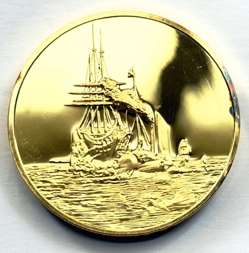Franklin Mint "The Fighting Temeraire" 24Kt Gold Plated 2.31 ozt .925 Silver: Winner shall receive the exact medal shown here. This medal is from the Franklin Mint's 100 Greatest Masterpieces set. (SJ/B)