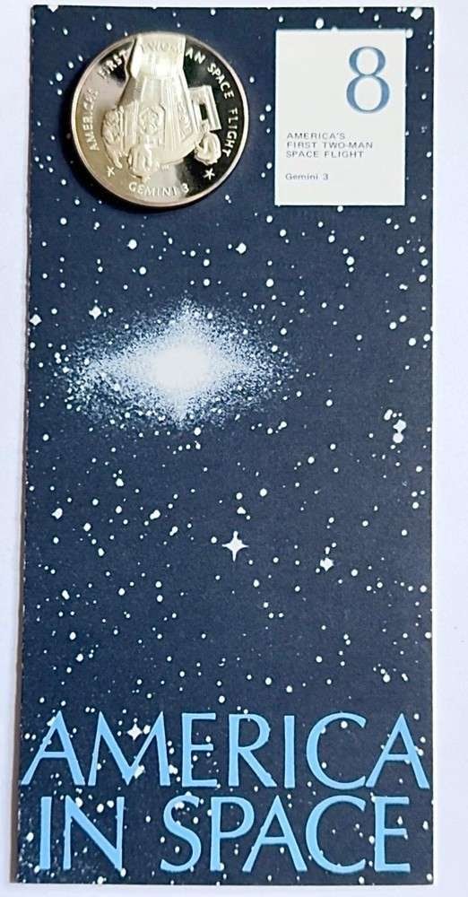 Franklin Mint "America's First 2-Man Space Flight" Proof .864 ozt ASW .925 Silver: "....I believe that this nation should commit itself to achieving the goal, before this decade is out, of landing a man on the moon and returning him safely to earth. "President John F. Kennedy, May 2