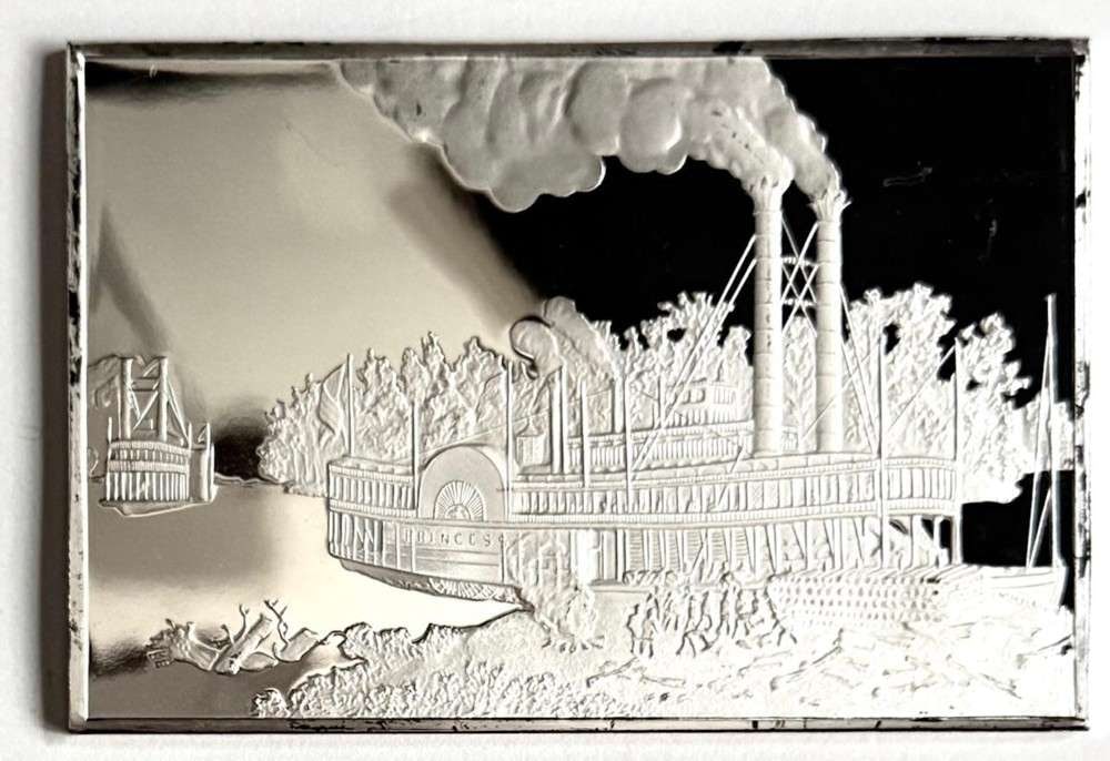 Currier & Ives "Wooding Up" on the Mississippi 2.721 ozt .999 Silver Bar: Winner shall receive the exact bar shown here. (SJ/B)
