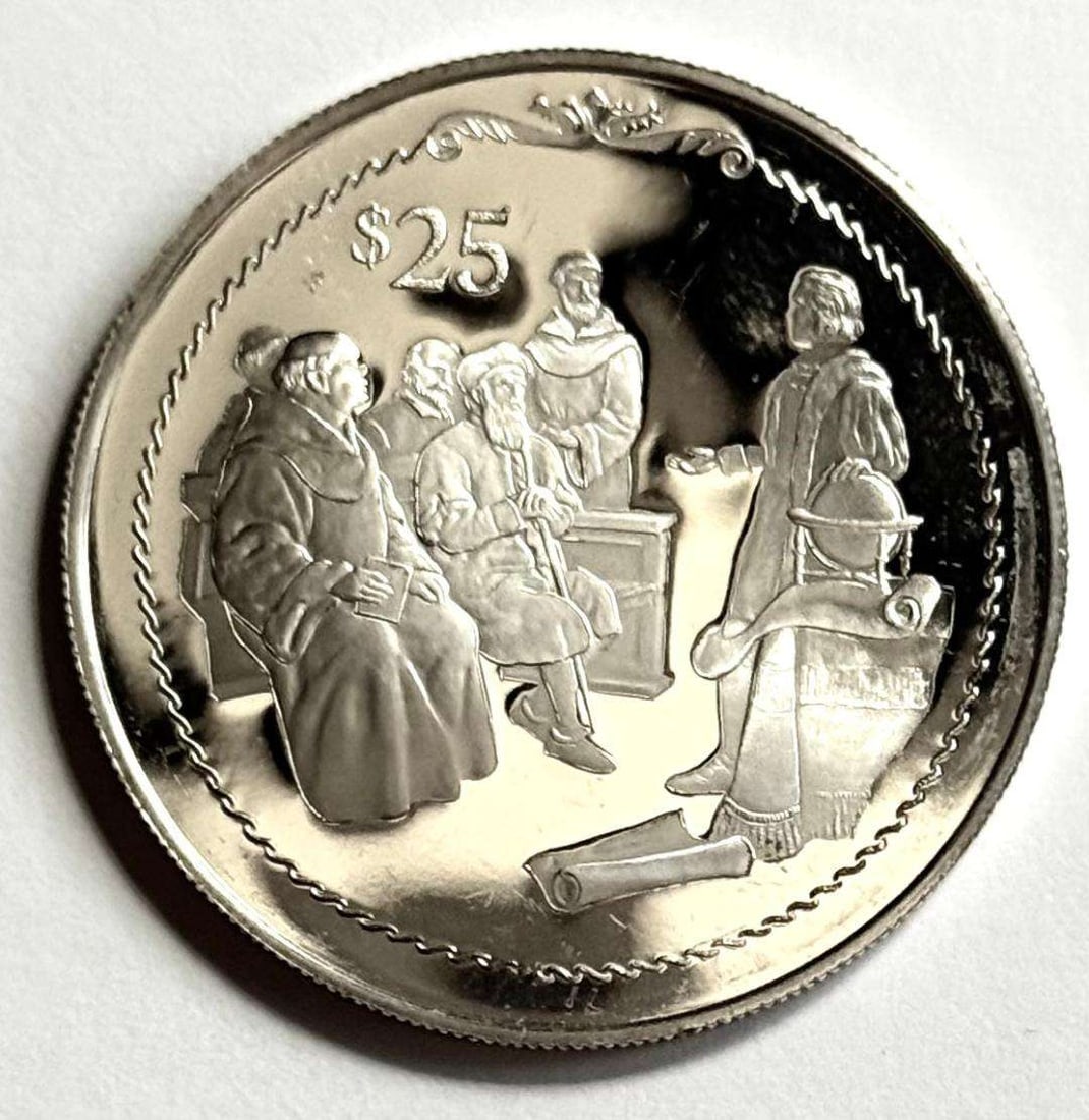 1992 British Virgin Islands 500th Anniversary $25 Proof .6206 ozt ASW .925 Silver: Winner shall receive the exact coin shown here. (SJ/B)