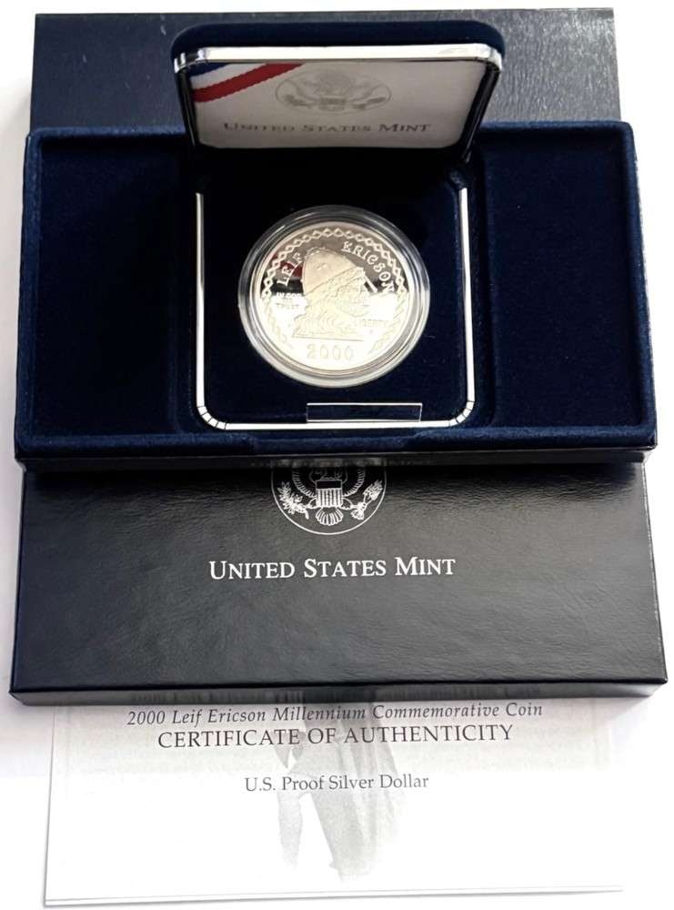 2000 U.S. Mint Leif Ericson Millennium Commemorative Proof Silver Dollar (1 of 5)