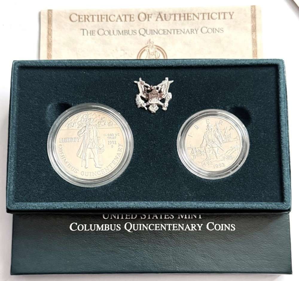 1992 U.S. Mint Columbus Quincentenary UNC Silver Dollar Commemorative Set (2-coins) (1 of 5)