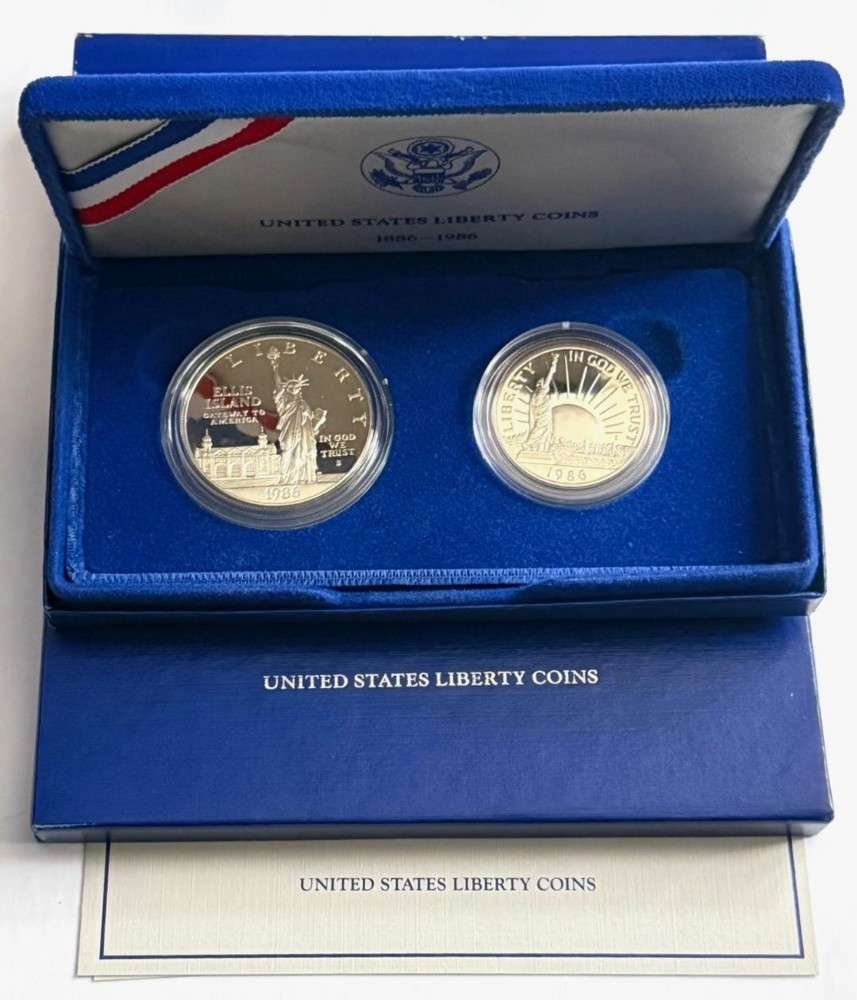 1986 U.S. Mint Statue of Liberty Proof Silver Dollar Commemorative Set (2-coins) (1 of 5)